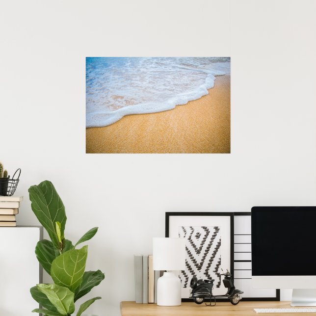 Affiche Plage de sable avec Surf en mousse (Bureau à domicile)