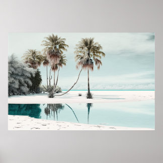 Affiche Plage de sable blanc avec palmiers Ai Art