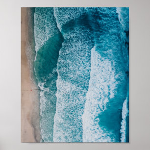 Affiche Plage de sable des vagues de l'océan bleu