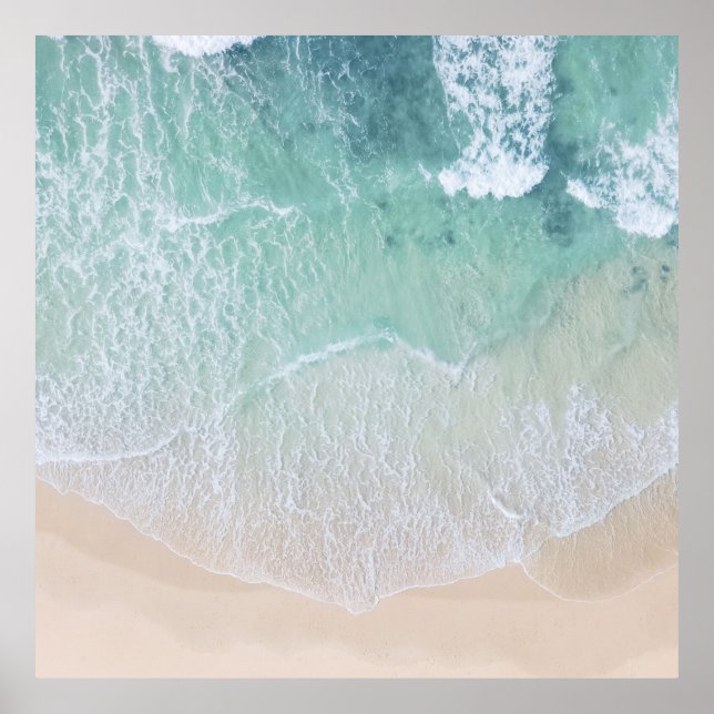 Affiche Plage de sable et de plage de dentelle verte et bl (Devant)