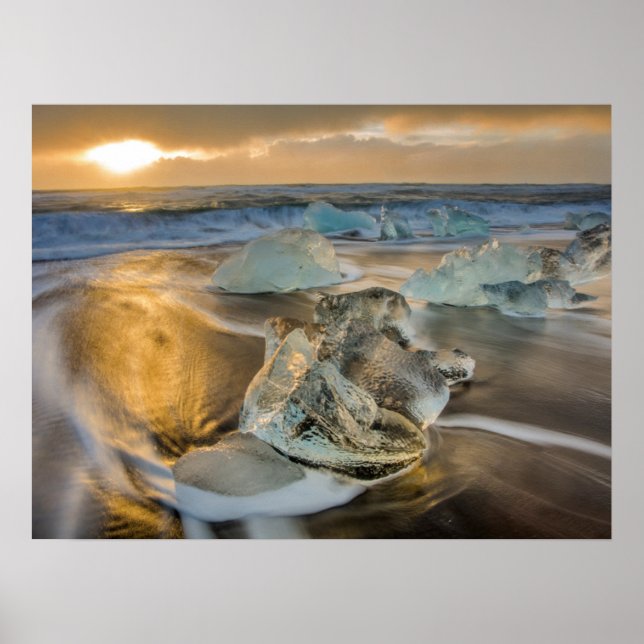 Affiche Plage de sable noir | Jokulsarlon Sud Islande (Devant)
