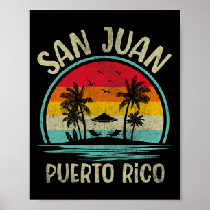 Affiche Plage de San Juan Porto Rico Palmier Famille Été