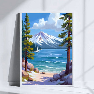 Affiche Plage de Sand Harbor Lake Tahoe Peinture