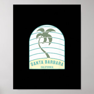 Affiche Plage de Santa Barbara Californie Palmier Ca Vacan
