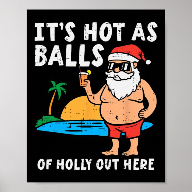 Affiche Plage de Santa Chaud comme de Holly Funny Noël en  (Devant)