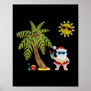Affiche Plage de Santa Noël tropical de juillet sous les p
