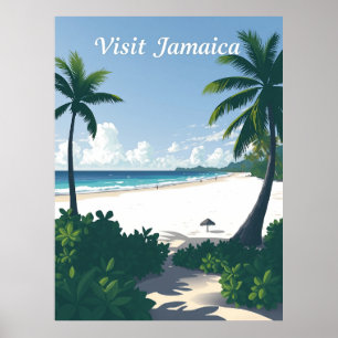 Affiche Plage de Seven Mile, Negril, Jamaïque Vintage