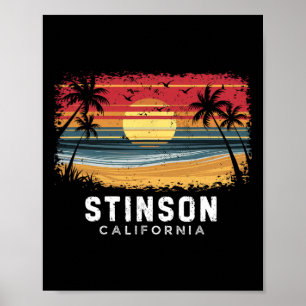 Affiche Plage de Stinson Beach Californie Planche de surf