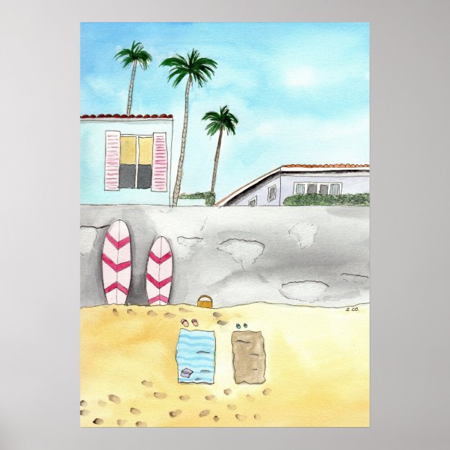 Affiche Plage de surf à San Diego (Devant)