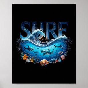 Affiche Plage de surf de grosse vague Amateur de surfeur g