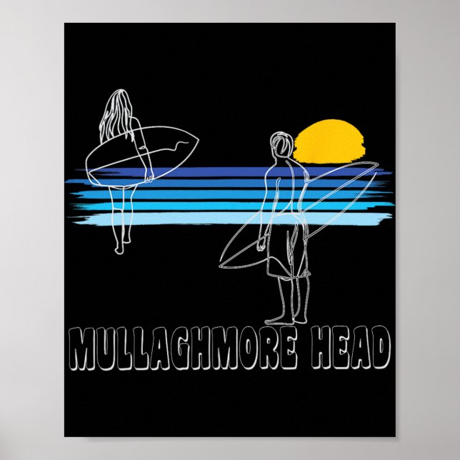 Affiche Plage de surf de Mullaghmore Head Surfeur Fille  (Devant)