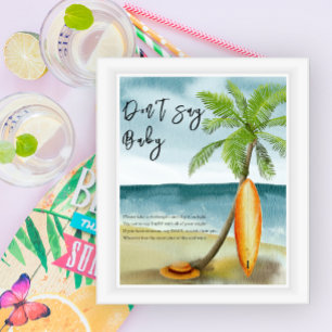 Affiche Plage de surf - Ne pas dire bébé