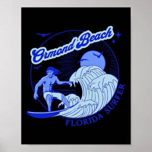 Affiche Plage de surf Ormond Beach Floride Surfing Beaches