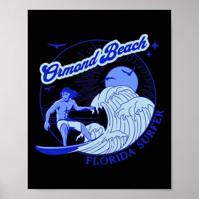 Affiche Plage de surf Ormond Beach Floride Surfing Beaches (Devant)