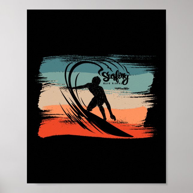Affiche Plage de surf surfeur planche de surf  (Devant)