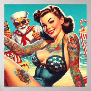 Affiche Plage de tatouage