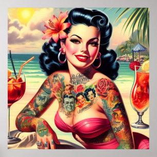 Affiche Plage de tatouage