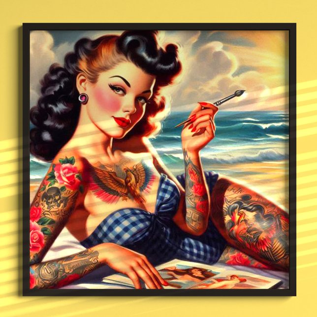 Affiche Plage de tatouage vintage (Créateur téléchargé)