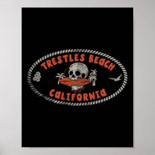 Affiche Plage de Trestles Californie Ca Rétro Surfeur Avan
