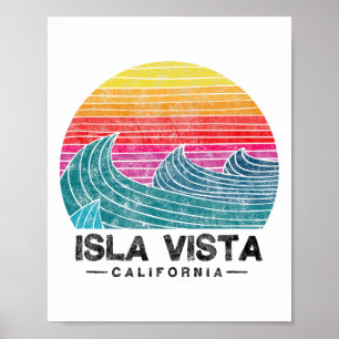 Affiche Plage de vagues de surf d'Isla Vista Rétro Califor