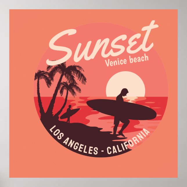 Affiche plage de venice au coucher du soleil (Devant)