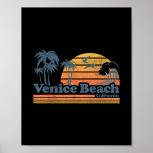 Affiche Plage de Venise Californie Vacances Mignon Vintage