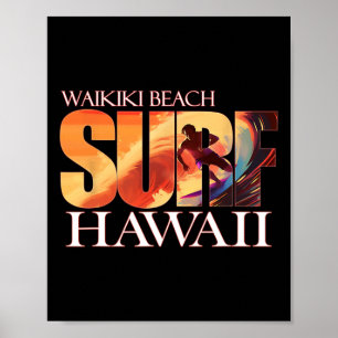 Affiche Plage de Waikiki Hawaii Îles hawaïennes Surf pour