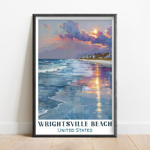 Affiche Plage de Wrightsville Art - Art de Wrightsville -