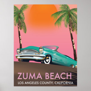 Affiche Plage de Zuma Comté de Los Angeles Californie