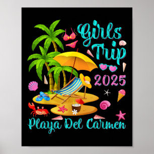 Affiche Plage Del Carmen Mexique Été Voyage de Filles 20