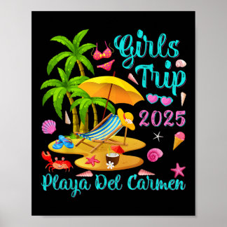 Affiche Plage Del Carmen Mexique Été Voyage de Filles 20
