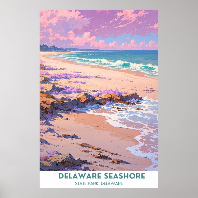 Affiche Plage Delaware Seashore, Belle Plage Delaware (Devant)