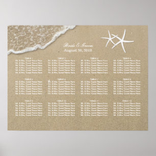Affiche Plage Destination Starfish Mariage Carte de siège