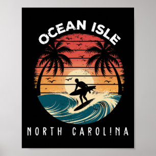 Affiche Plage d'Ocean Isle Caroline du Nord Planche de sur