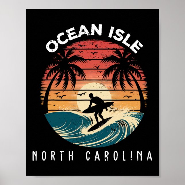 Affiche Plage d'Ocean Isle Caroline du Nord Planche de sur (Devant)
