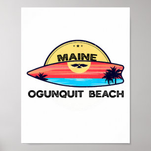 Affiche Plage d'Ogunquit Maine Planche de surf Plage Surfi