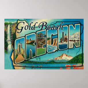 Affiche Plage d'or, Orégon - grandes scènes de lettre