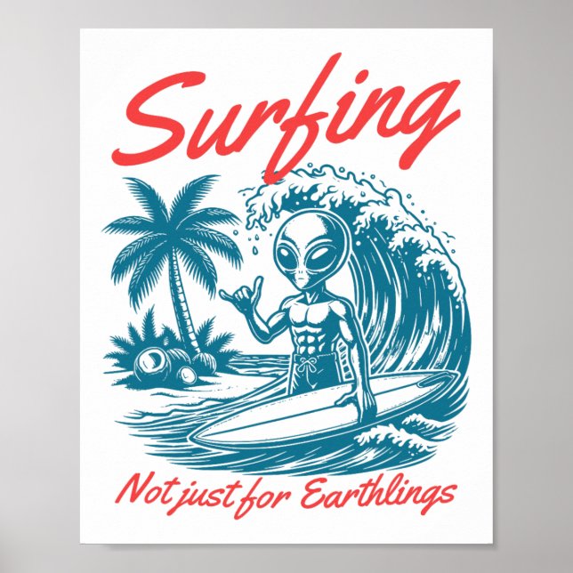 Affiche Plage drôle de surf Ufp Ufo pas seulement pour les (Devant)