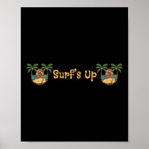 Affiche Plage Drôle Soleil Surfant Squelette Jacksonville 