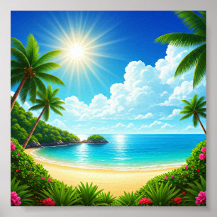 Affiche Plage du Paradis tropical