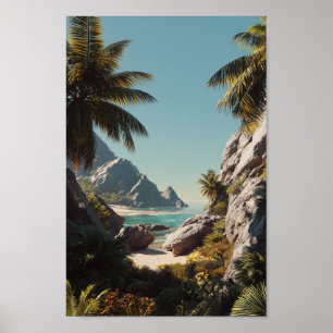 Affiche Plage du Paradis tropical - Art côtier Pittoresque