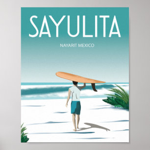 Affiche Plage du surf de Saylutina mexico
