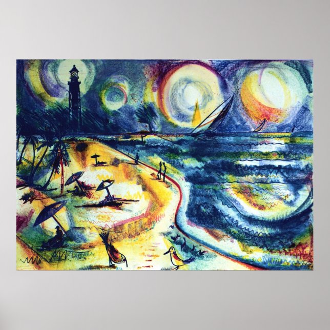Affiche Plage et phare 3 (Devant)