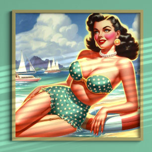 Affiche Plage Été Vintage Pin-up