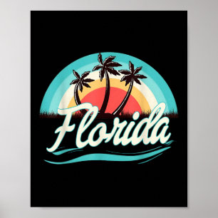 Affiche Plage Florida Retro Summer Beach Palm Tree Vintage