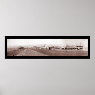 Affiche Plage Galveston, photo 1910 de TX