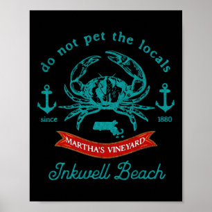 Affiche Plage Inkwell Marthas Vineyard Vacances Crab Souve