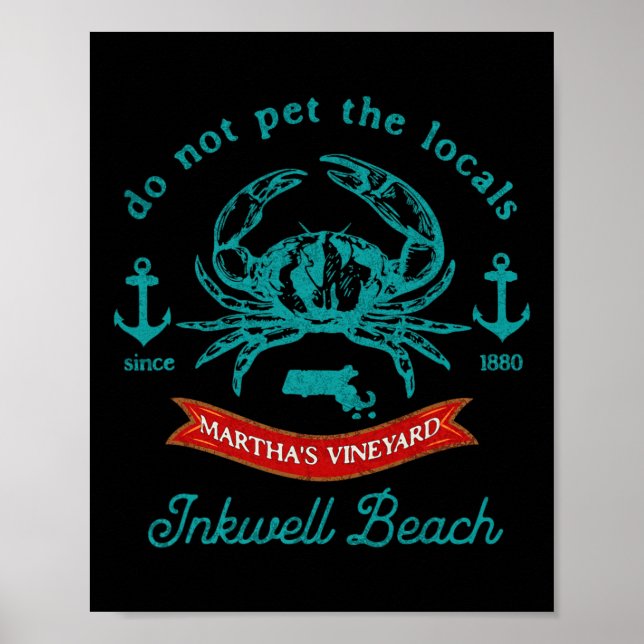 Affiche Plage Inkwell Marthas Vineyard Vacances Crab Souve (Devant)