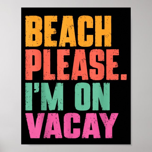 Affiche Plage je suis en vacances vacances d'été rétro vin (Devant)