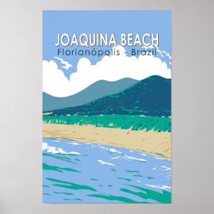 Affiche Plage Joaquina Brésil Voyage Art Vintage